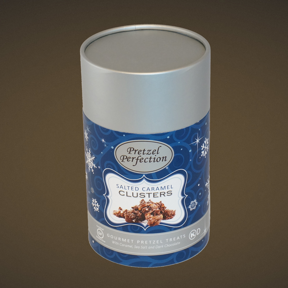 A can of salted caramel clusters